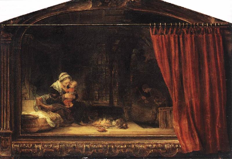 REMBRANDT Harmenszoon van Rijn The Holy Family with a Curtain oil painting image